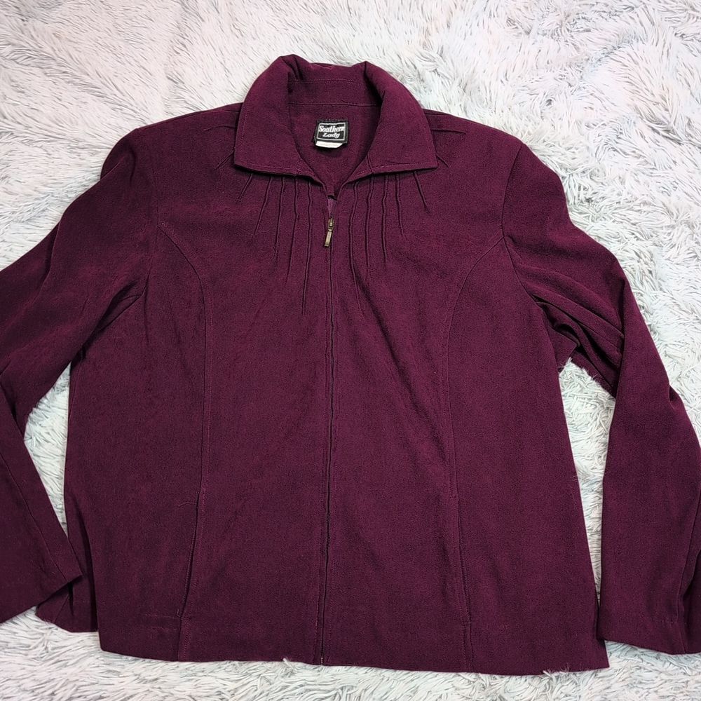 Vintage Southern Lady Jacket Womens 20 Zip Up Lightweight Coat Pockets Soft